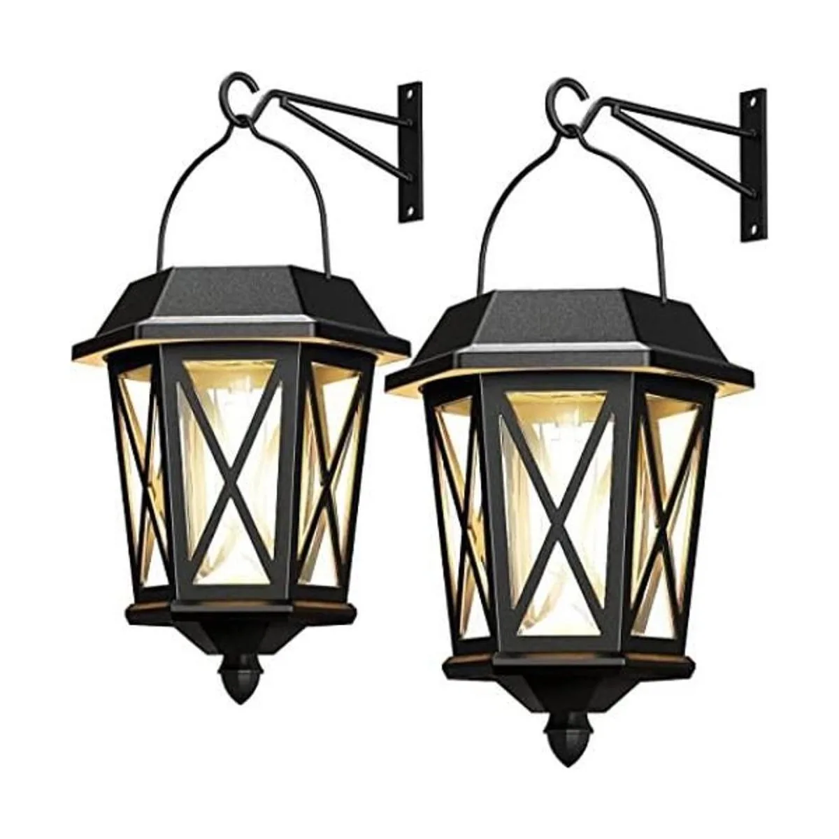Paquete de 2 faroles solares de pared decoración de luces_1