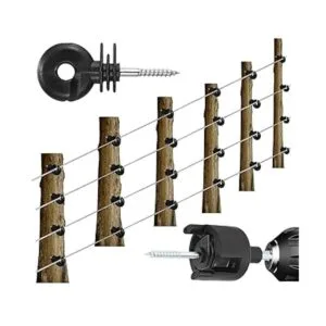 100 aisladores de valla eléctrica color negro atornillados_6