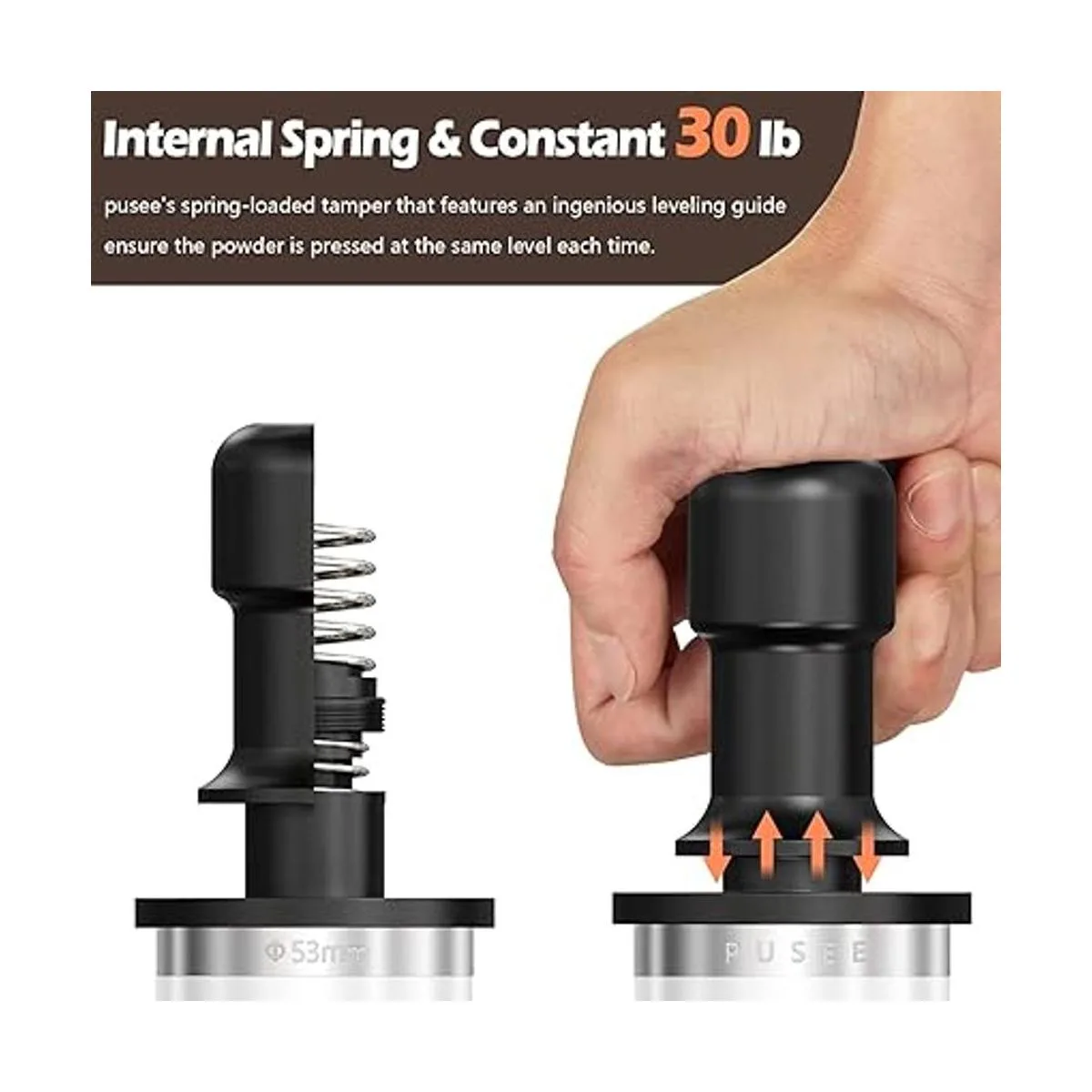 PUSEE Tamper expreso de 2.087 in manipulación de café_3