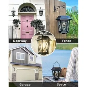 Paquete de 2 faroles solares de pared decoración de luces_7