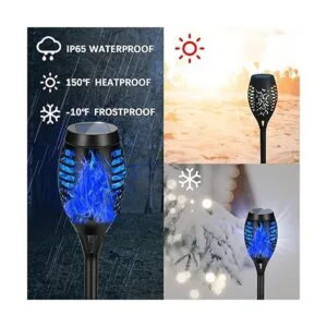 AOUNQ Luces solares para exteriores impermeables azules_3