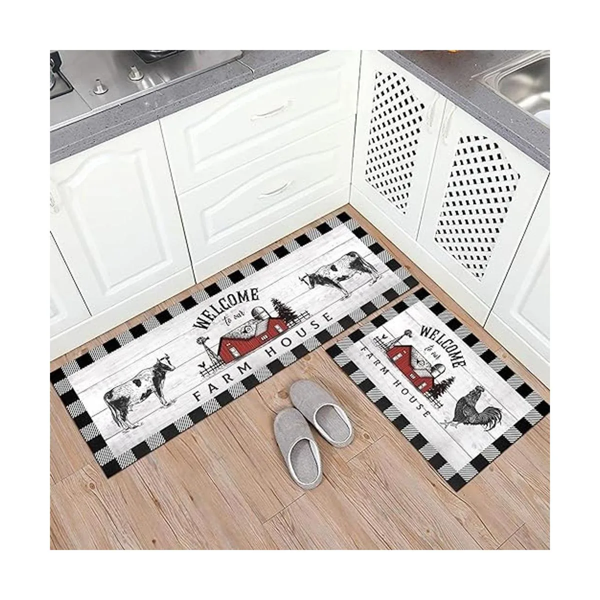 Juego de 2 tapetes de cocina antideslizantes gruesos para_3