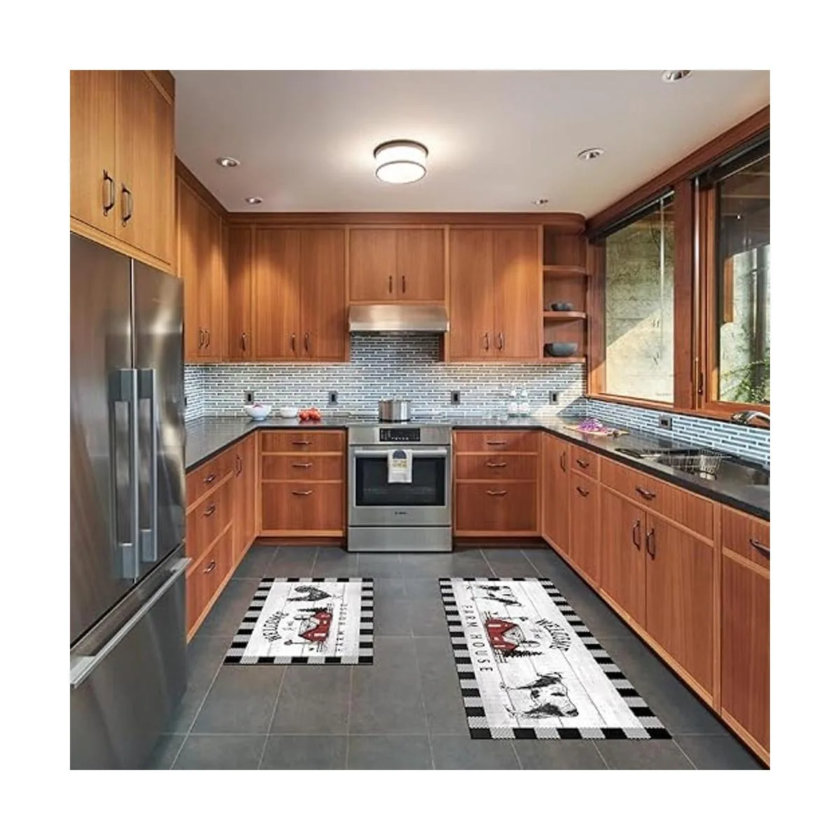 Juego de 2 tapetes de cocina antideslizantes gruesos para_5