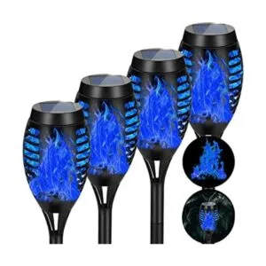 AOUNQ Luces solares para exteriores impermeables azules_1