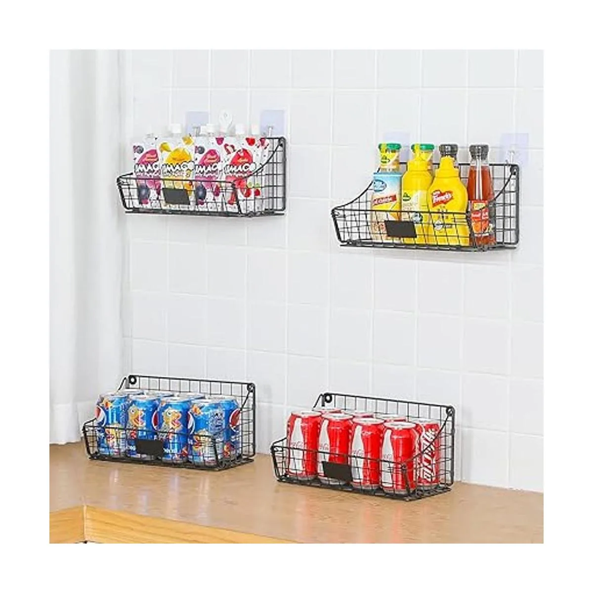 Cesta de basura montada en la pared con placa de etiqueta_5