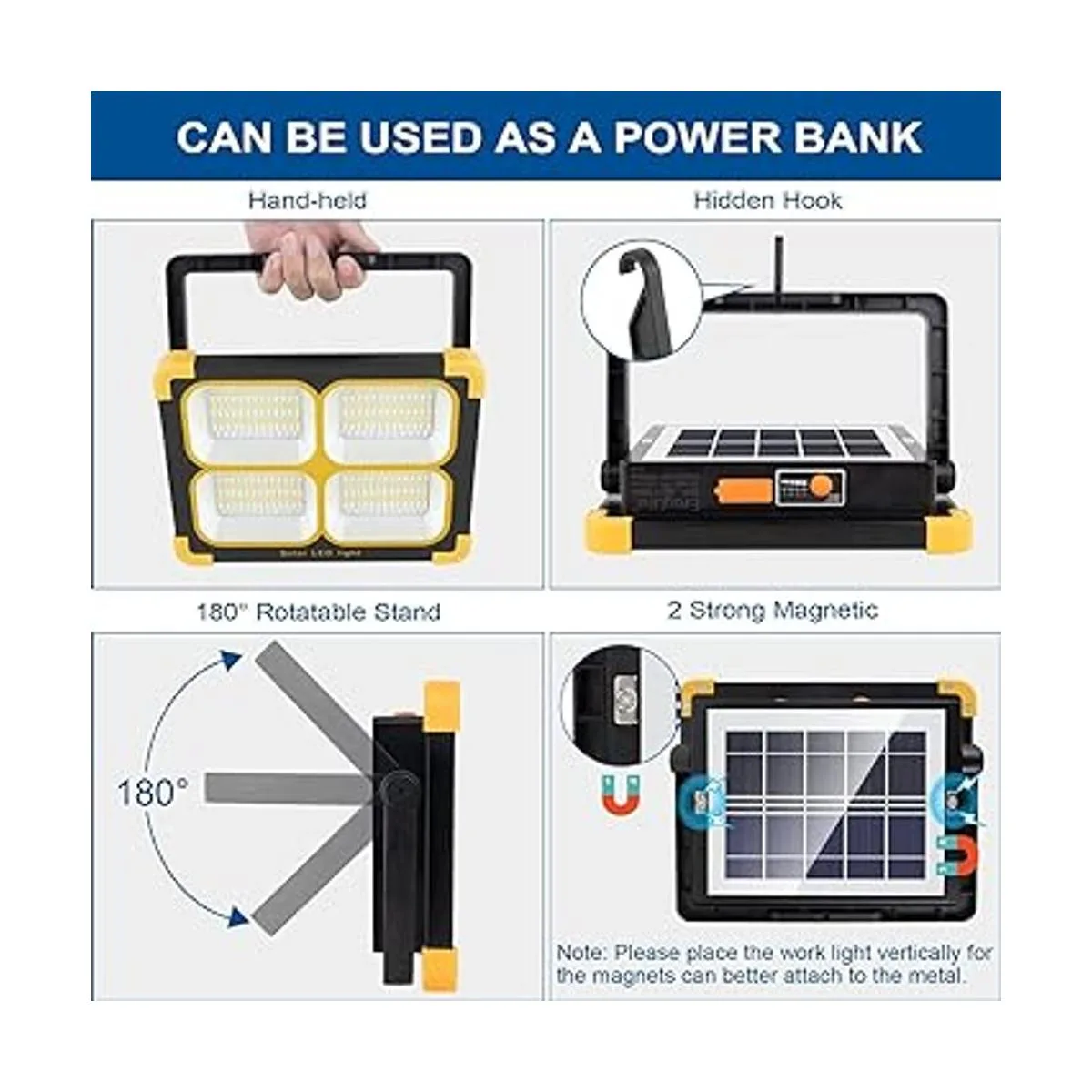 Luz de trabajo LED recargable con soporte luz de trabajo_5