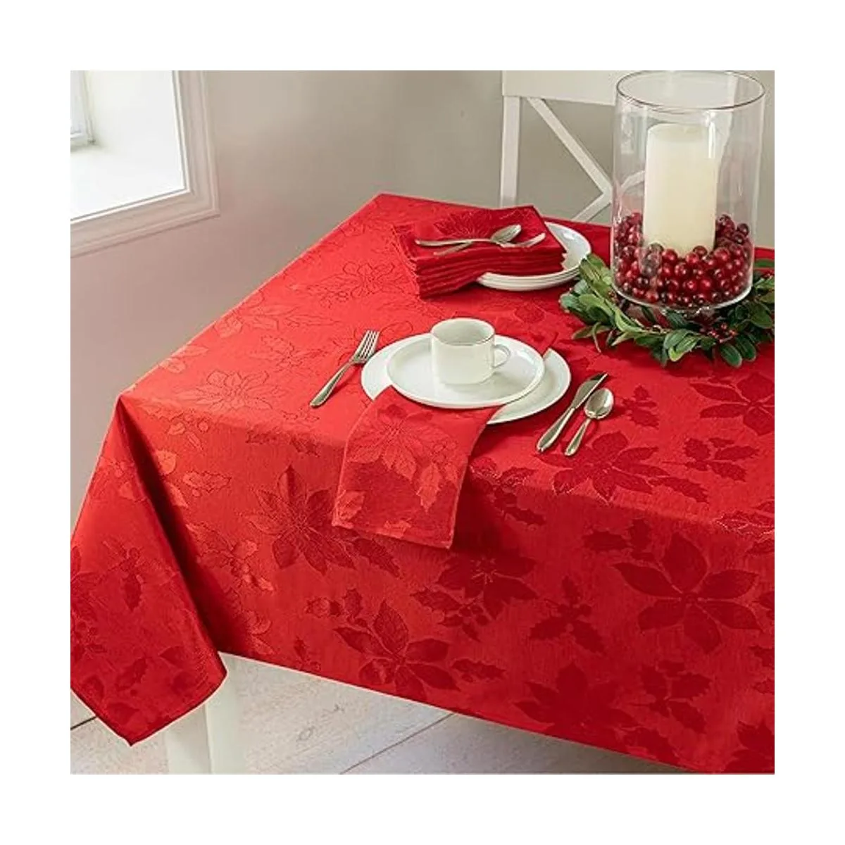 Mantel damasco Benson Mills Poinsettia Legacy_3