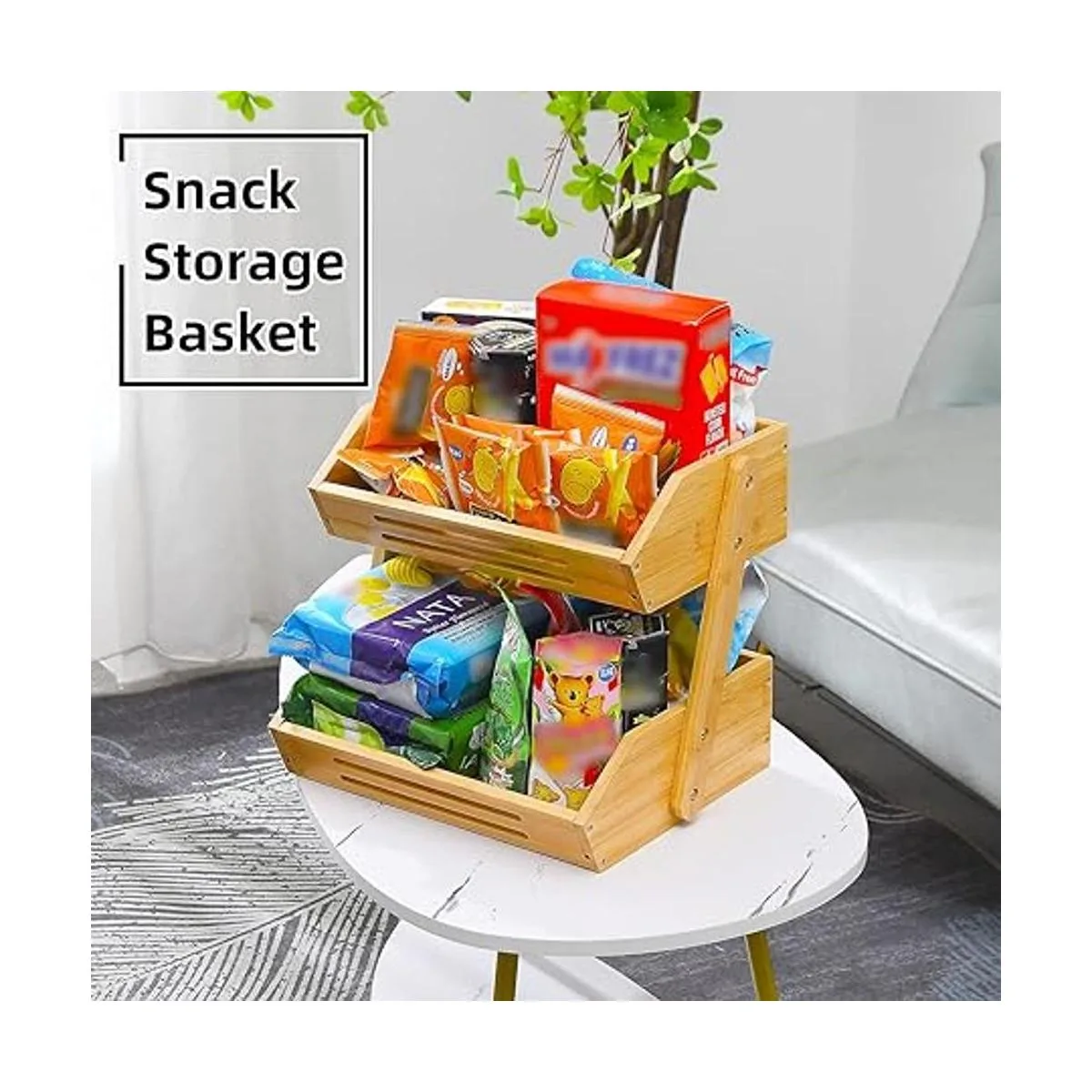 Cesta de frutas cesta de frutas de bambú de 2 niveles_6