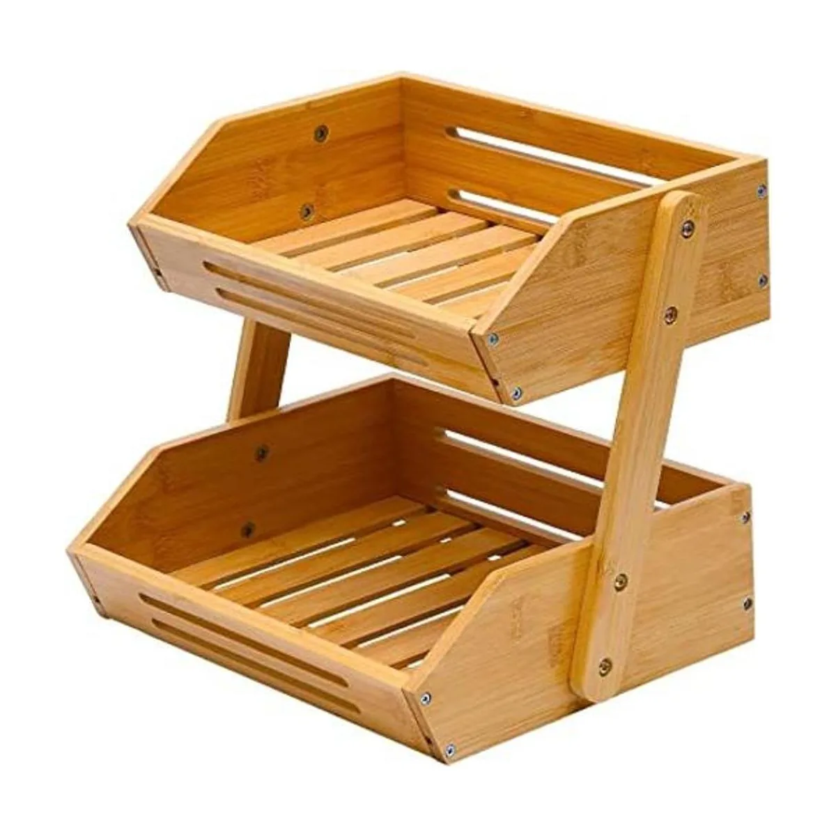 Cesta de frutas cesta de frutas de bambú de 2 niveles_1