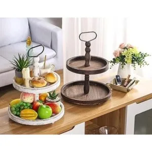 Bandejas decorativas de madera de dos niveles bandeja de_4