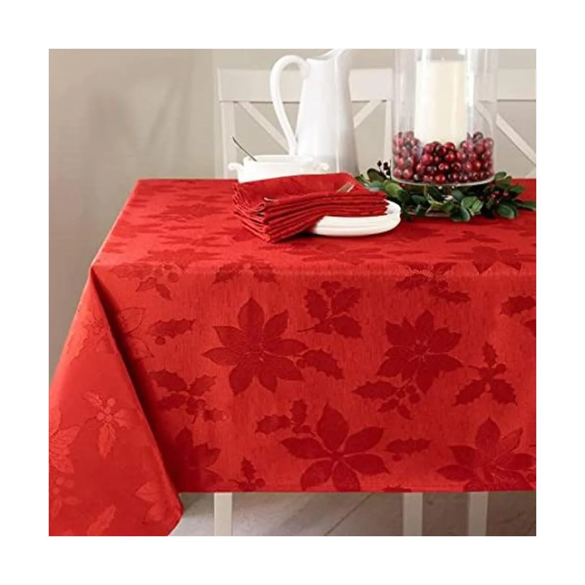 Mantel damasco Benson Mills Poinsettia Legacy_1