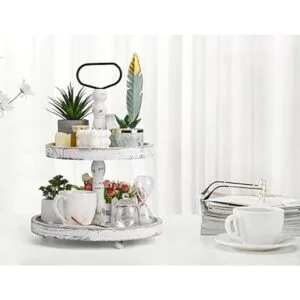 Bandejas decorativas de madera de dos niveles bandeja de_2