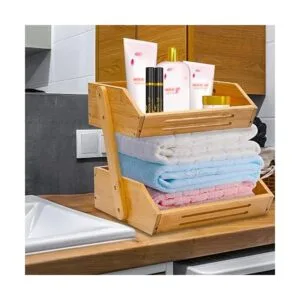 Cesta de frutas cesta de frutas de bambú de 2 niveles_5