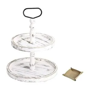 Bandejas decorativas de madera de dos niveles bandeja de_1