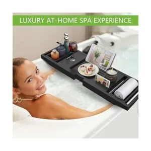 Artmalle Bandeja de baño expandible y plegable para_5