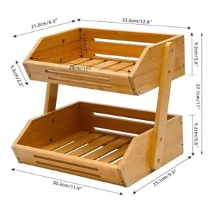 Cesta de frutas cesta de frutas de bambú de 2 niveles_4