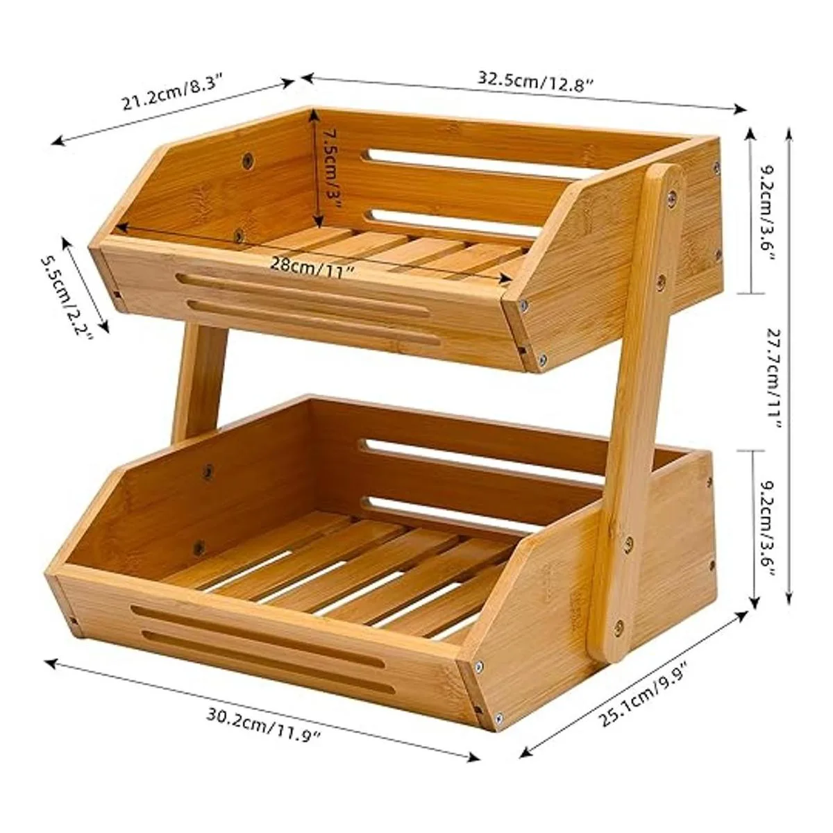 Cesta de frutas cesta de frutas de bambú de 2 niveles_4