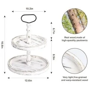 Bandejas decorativas de madera de dos niveles bandeja de_5