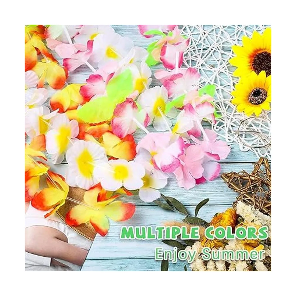 Ruisita Guirnalda hawaiana de 144 piezas de decoraciones_3