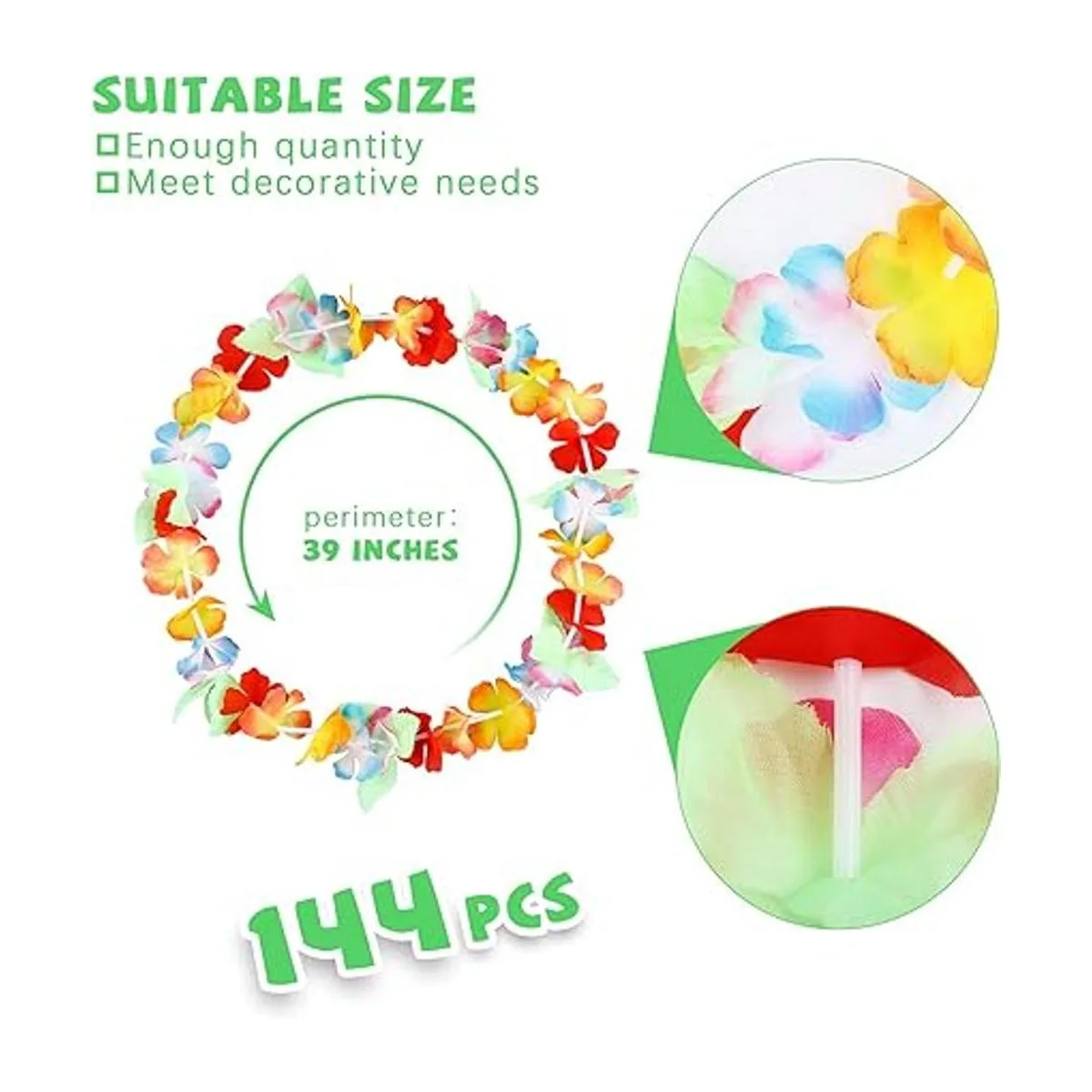 Ruisita Guirnalda hawaiana de 144 piezas de decoraciones_2