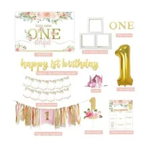 Suministros de decoración de primer cumpleaños para niña_2