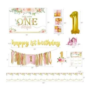 Suministros de decoración de primer cumpleaños para niña_4