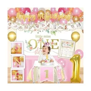 Suministros de decoración de primer cumpleaños para niña_5