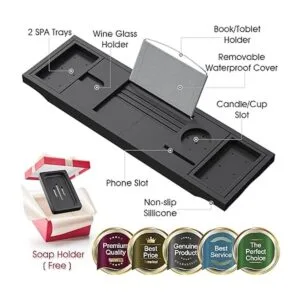 Artmalle Bandeja de baño expandible y plegable para_7