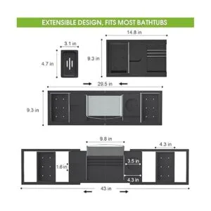 Artmalle Bandeja de baño expandible y plegable para_6