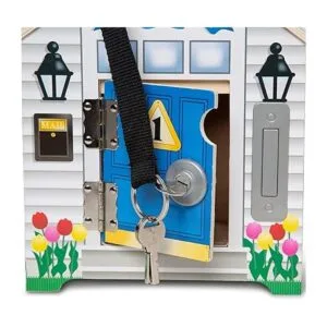 Melissa Doug Casa de muñecas de madera con campanilla_4