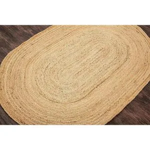 HOMEMONDE Alfombra de yute trenzada pequeña de forma_4