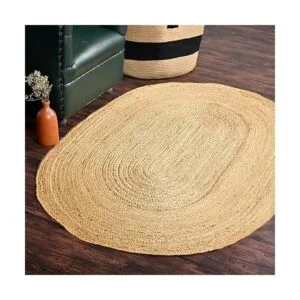 HOMEMONDE Alfombra de yute trenzada pequeña de forma_2