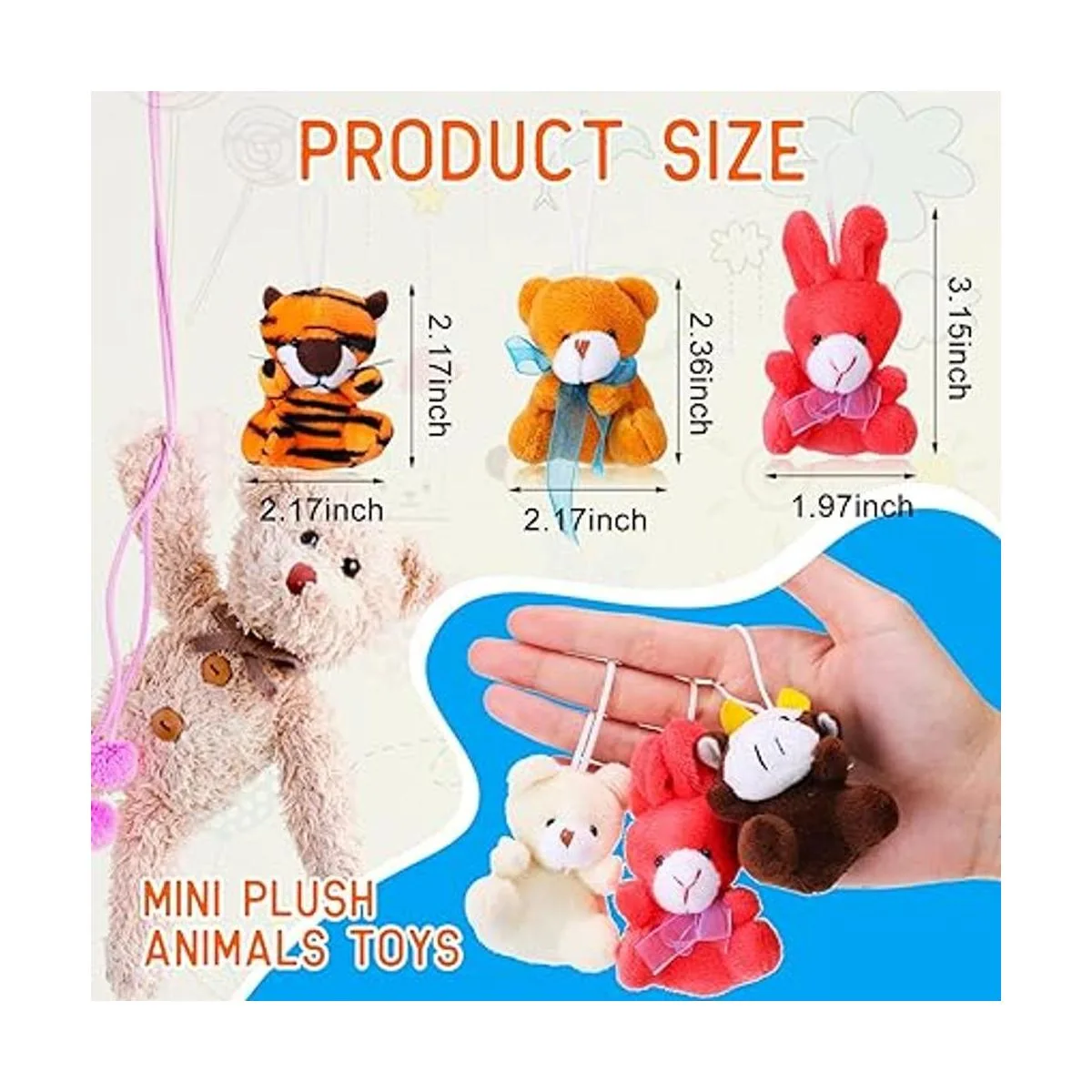 Paquete de 60 mini animales de peluche a granel juguetes_3