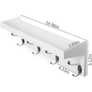 ZGZD Perchero de pared blanco con estante para colgar en_6