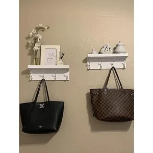 ZGZD Perchero de pared blanco con estante para colgar en_5