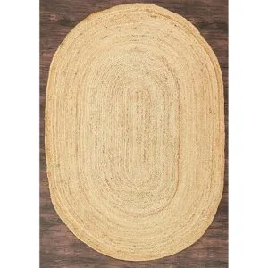 HOMEMONDE Alfombra de yute trenzada pequeña de forma_3