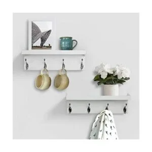 ZGZD Perchero de pared blanco con estante para colgar en_1