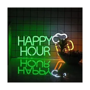 Roouneon Letrero de neón de Happy Hour para hombre cueva_3