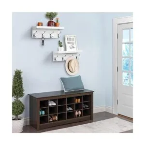 ZGZD Perchero de pared blanco con estante para colgar en_2