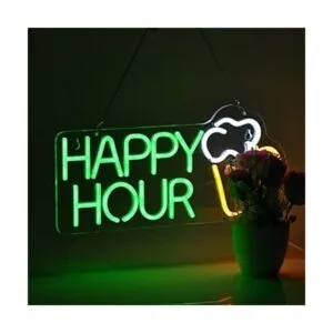 Roouneon Letrero de neón de Happy Hour para hombre cueva_1