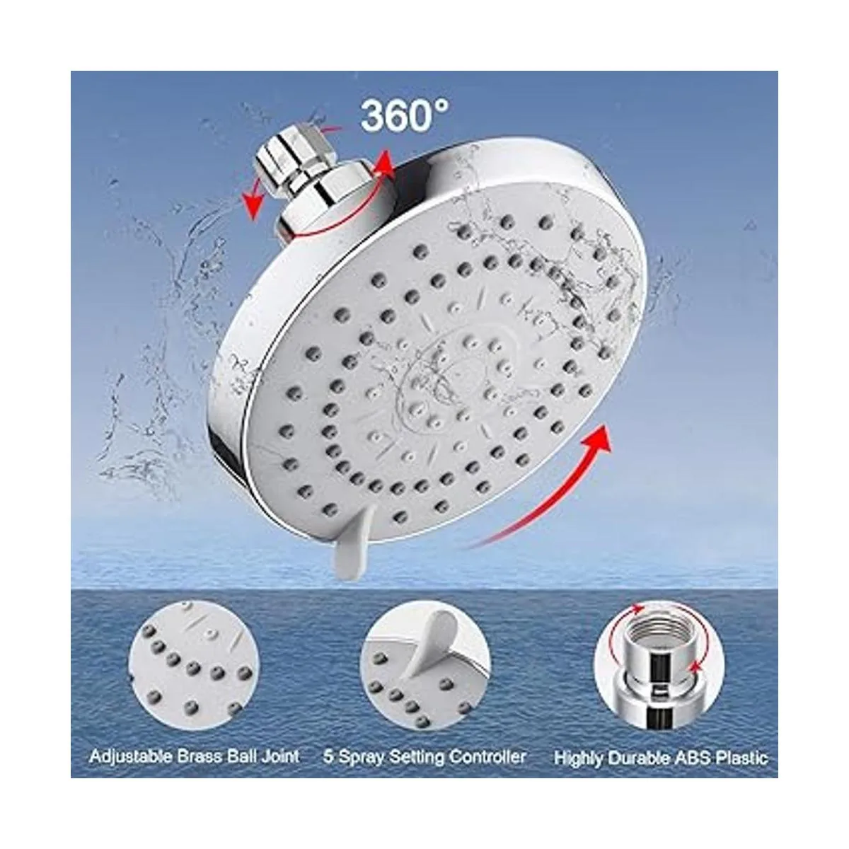 HarJue Cabezal de ducha de lluvia de alta presión y combo_5