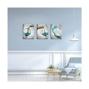 Conipit 3 piezas de arte de pared de vino verde azulado_5