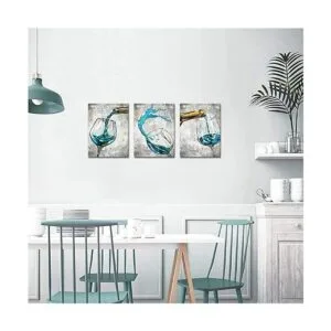 Conipit 3 piezas de arte de pared de vino verde azulado_2