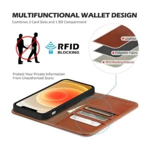 SHIELDON Funda tipo cartera para iPhone 12 5G funda de_3
