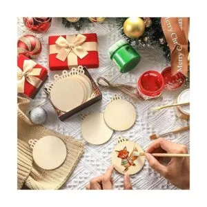 Spiareal 200 piezas de adornos de madera de Navidad de 3.5_3