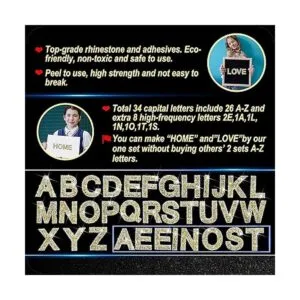 Locacrystal 68 calcomanías de letras con diamantes de_3