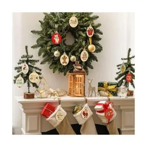 Spiareal 200 piezas de adornos de madera de Navidad de 3.5_7