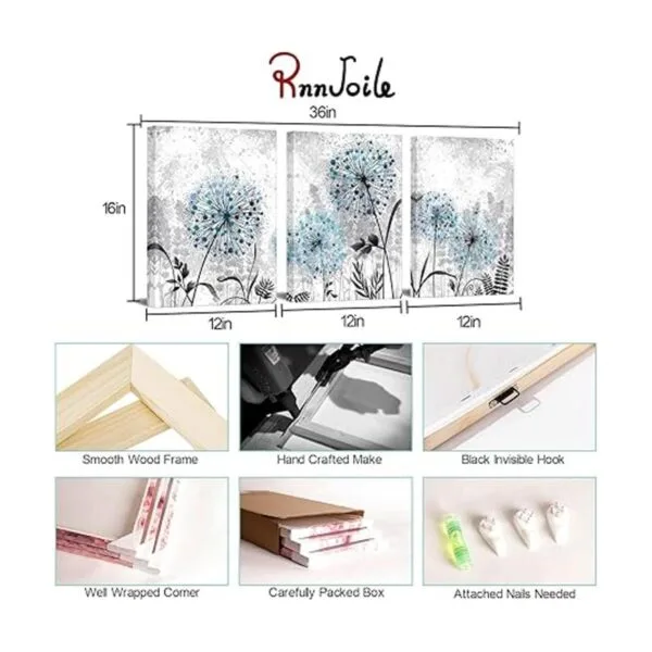 RnnJoile Juego de 3 piezas de arte para pared de diente de_5