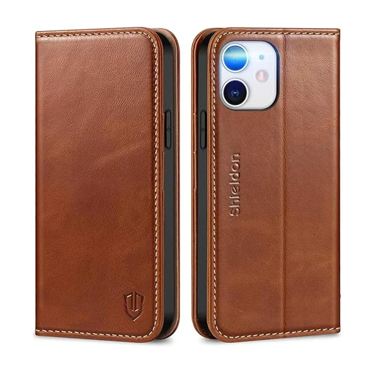 SHIELDON Funda tipo cartera para iPhone 12 5G funda de_1