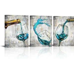 Conipit 3 piezas de arte de pared de vino verde azulado_1